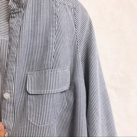 Forever 21 Blue & White Striped Button Shirt - Picture 6 of 8